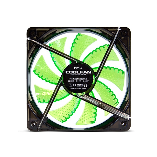 VENTILADOR 120X120 NOX COOLFAN 120 LED VERDE - Imagen 2
