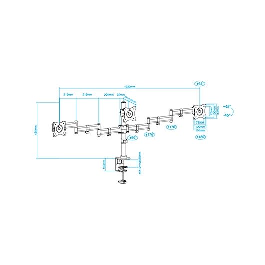 SOPORTE TV/MON TOOQ SOBREMESA GIRA INCLI 3 BRAZOS - Imagen 5