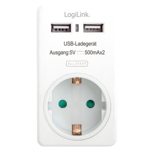 CARGADOR USB/SCHUKO LOGILINK PA0057 2X USB 5V 500mA/1X SCHU