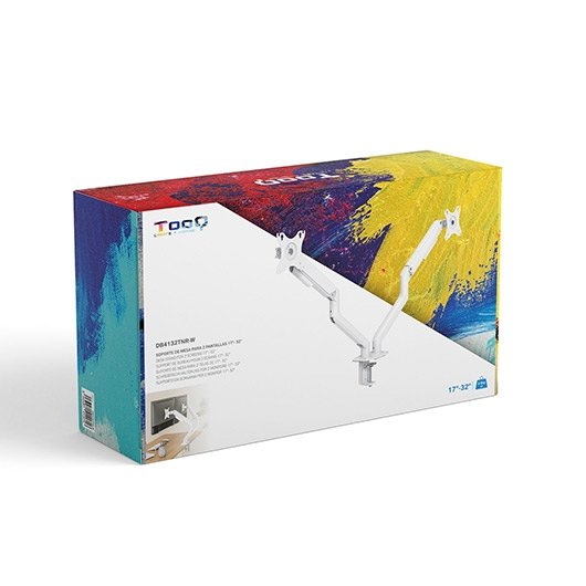 SOPORTE DE MESA TV TOOQ 17-32 2 PANTALLAS BLANCO - Imagen 6