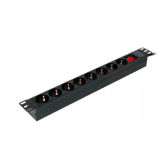 REGLETA 8 TOMAS 19 PARA RACK GB-1011 NEGRA