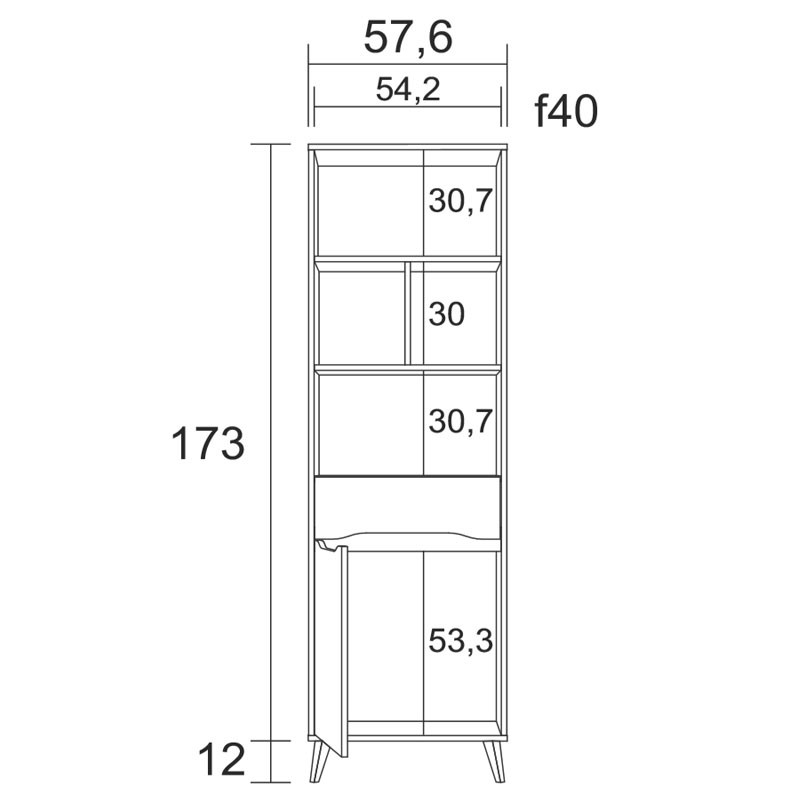 Estanteria Atenea salón Comedor Estilo Moderno Color Shamal Pizarra habitacion 185x58x40 - Imagen 4