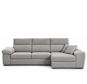 Sofá chaise longue Helo champán con arcón
